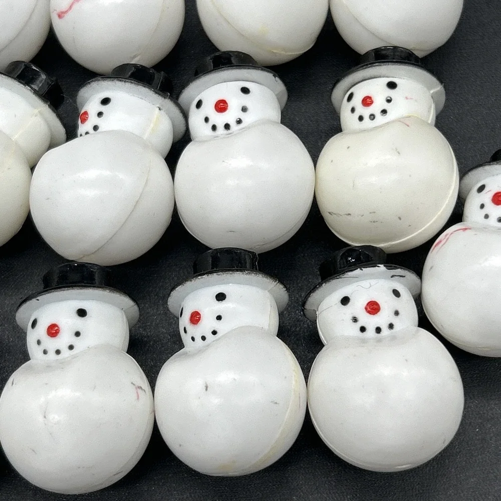 Snowman Christmas String Light Bulb Replacement Covers, White Plastic, Lot of 21